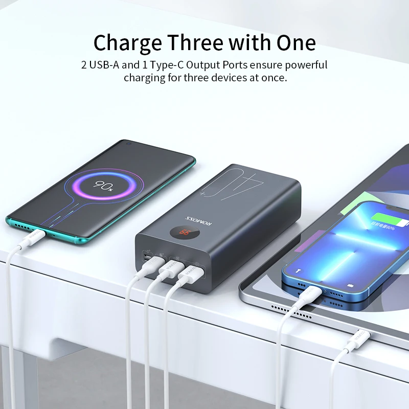 ROMOSS Power Bank 40000mAh 18W PD QC 3.0 Powerbank повербанк внешний аккумулятор павербанк for смартфоны
