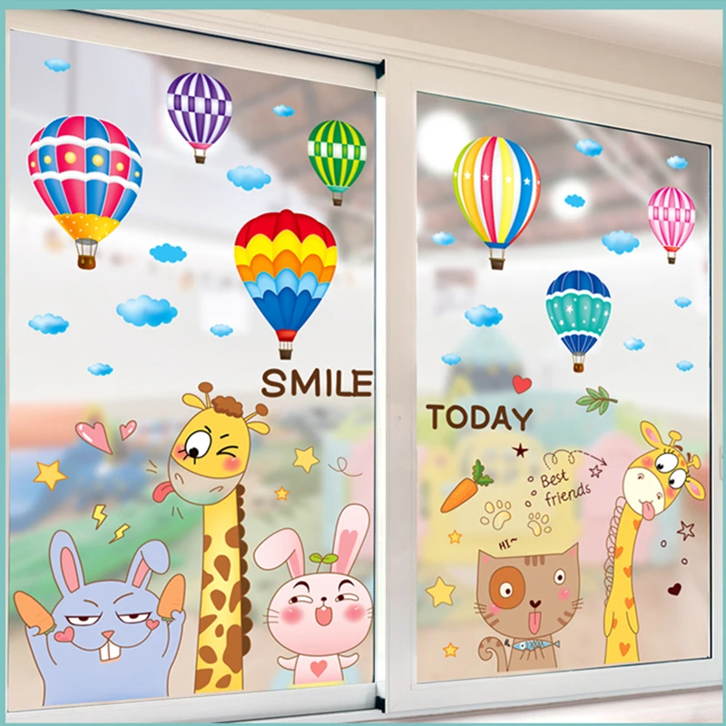 

Забавные настенные наклейки с животными, «сделай сам», воздушные шары, настенные наклейки для детской комнаты, спальни, детской комнаты, укр...