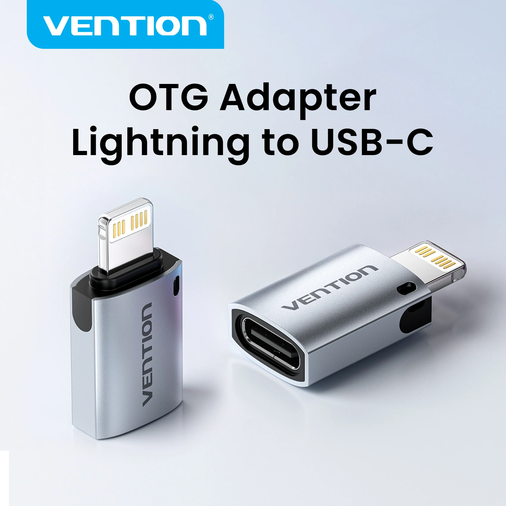 Фото Адаптер Vention Lighting to USB C OTG, переходник USB-C (женский) на Lightning (мужской) для iPhone 14, 13, 12, разъем Lightning USBC OTG №1