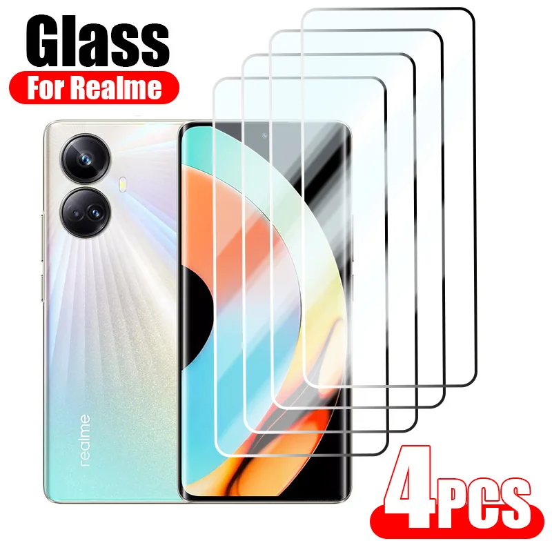 

Защитное стекло для экрана Realme GT Neo 3 2 2T Pro Q3S Q3T Master, Защитное стекло для Realme 9 8 Q3 Pro Plus 5G 8i C35 C25 C21, 4 шт.