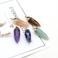 natural stone pendants faceted cone shape crystal agate stone charms for jewelry making necklace bracelet earrings