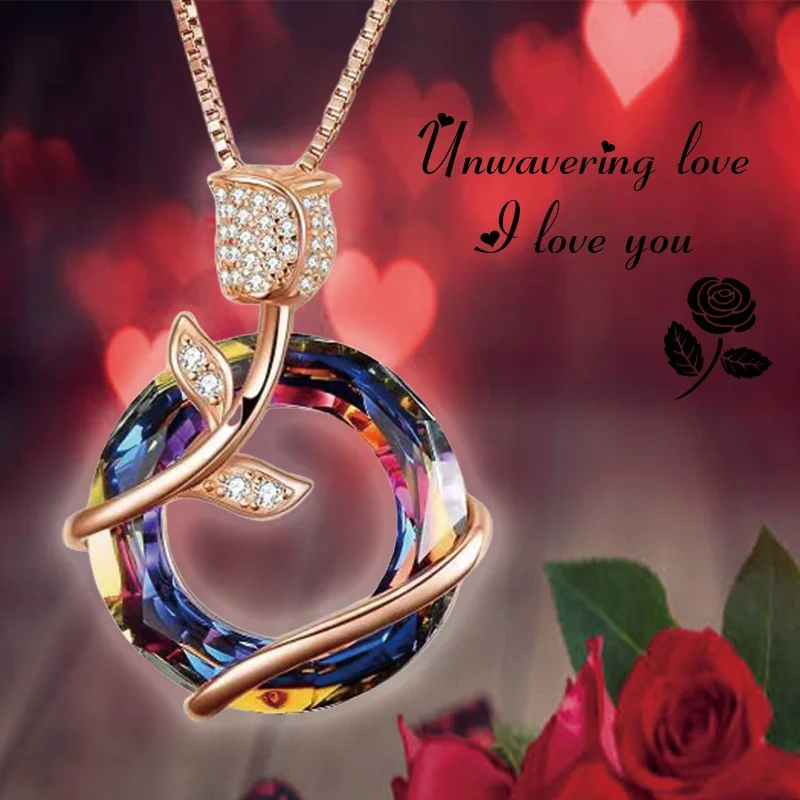 

Rose Wrap Ring Necklace for Woman Personality Classic Fashion Pendant Jewelry Anniversary Party Engagement Holiday Birthday Gift