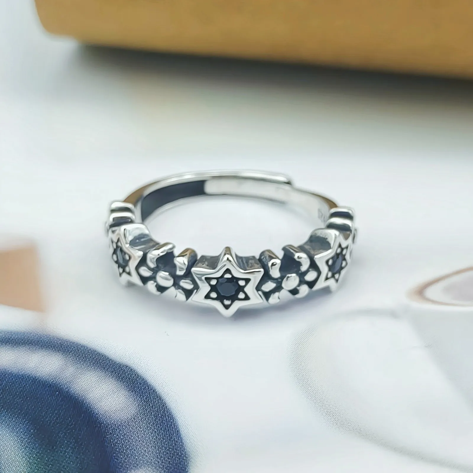 

Magen David Ring Silver Sterling 925 Opening Adjustable Simple Designing for Women and Men Jewish Judaism Style Fashion Jewelry