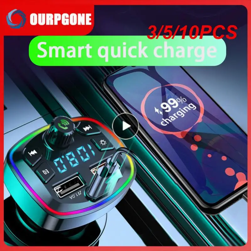 

3/5/10PCS Hands-free Fm Transmitter Pd 18w Type-c Car Bluetooth 5.0 Charger Fast Charging Mp3 Music Player Dual Usb