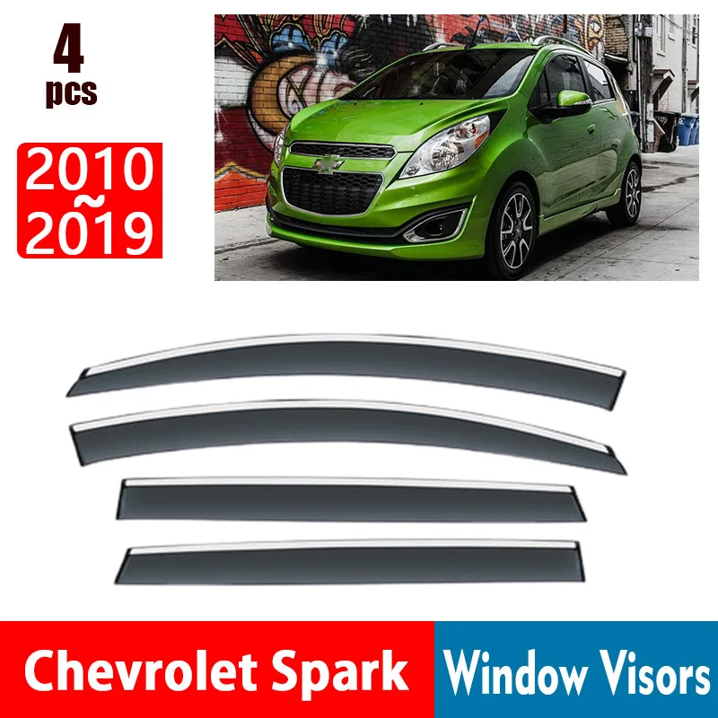 FOR Chevrolet Spark 2010-2019 Window Visors Rain Guard Windows Rain Cover Deflector Awning Shield Vent Guard Shade Cover