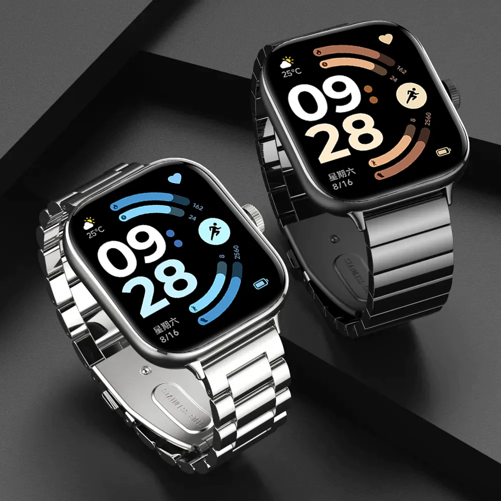 Фото Роскошные ремешки для Redmi Watch 6 5 4, ремешок из нержавеющей стали с застежкой-бабочкой, браслет correa Xiaomi Mi Band 9 Pro/8 Pro, ремешок для часов №3