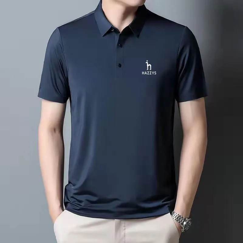 Golf Apparel Men's 2023 New Solid Polo Shirt Summer Slim Fit Business Short Sleeve T-shirt Casual Ice Silk Polo Shirt Top