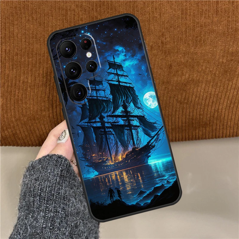 Чехол для телефона Пиратский корабль Samsung Galaxy S25 Ultra S9 S10 Plus S20 S21 S22 S23 FE S24 Back Cover