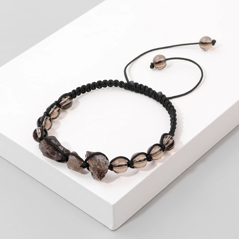 Браслеты с бусинами из натурального камня обсидиана Необычные бриллиантовые