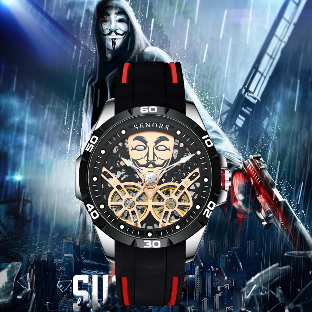 Luxury Skeleton Automatic Mechanical Men's Watch Sports Double Tourbillon Watches Male Explorer Luminous Clock Relogio Masculino