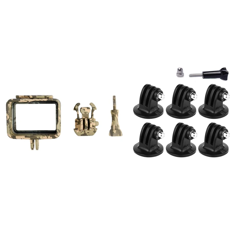 

1X фоторамка для Gopro Hero 5 стандартная рамка для наружного камуфляжа для Go Pro Hero 5 фотоаксессуары серый камуфляж и 7X Адаптер для крепления штатива для