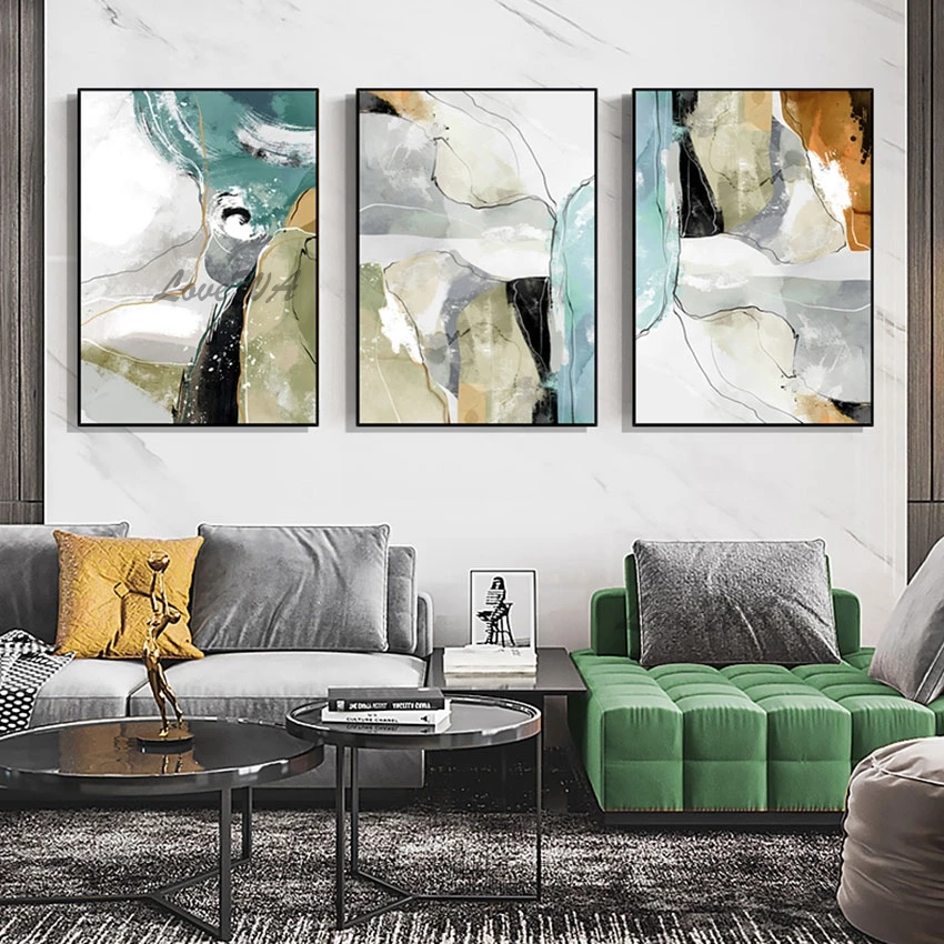 

3 Piece Canvas Art Contemporary Abstract Oil Painting Decoration Wall Art Drawing Picture For Living Room Home Artwork Framless