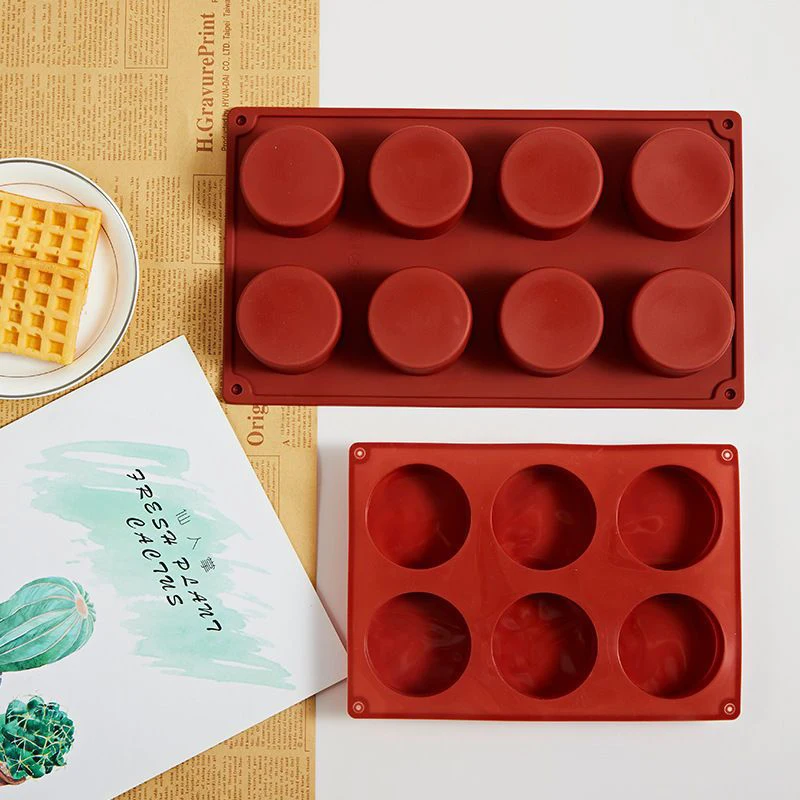 

6 Grid Cylinder Dome Mousse Cake Silicone Mold 8 Holes 3d French Dessert Chocolate Jelly Pudding Baking Reusable Homemade Tool