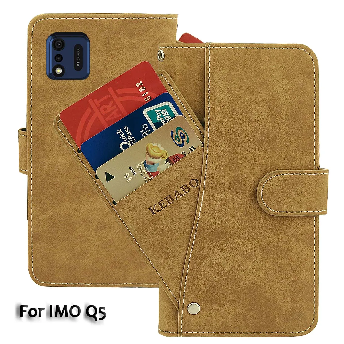 

Vintage Leather Wallet IMO Q5 Case 5.5" Flip Luxury Card Slots Cover Magnet Phone Protective Cases Bags
