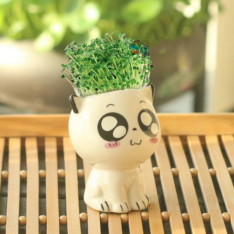 Миниатюрный керамический цветочный горшок в форме кошки мультяшный милый ручной