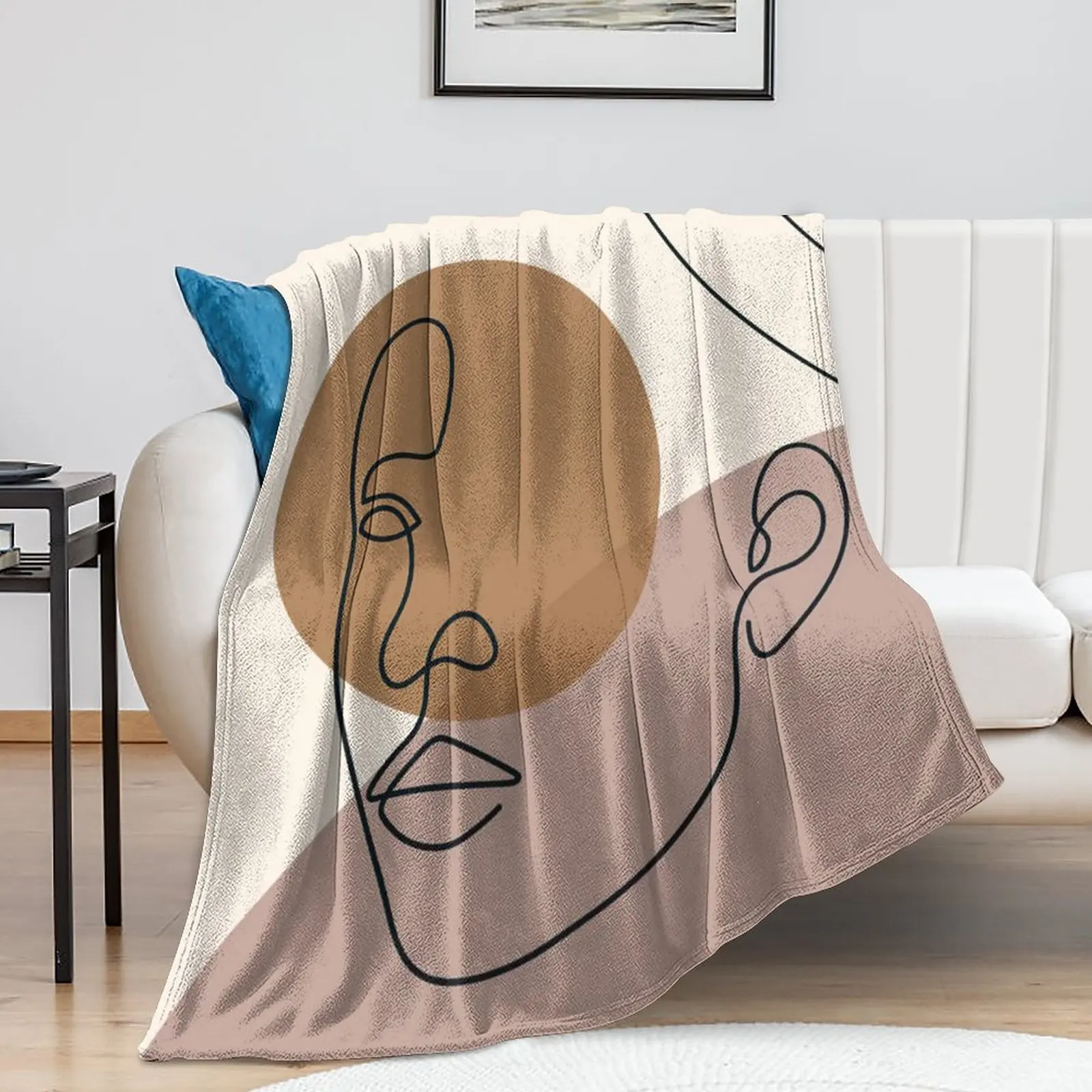 

Woman Backside Minimalist Line Blanket Lightweight Comfortable Soft Breathable Sofa Bedding Travel Air-conditioning Blankets