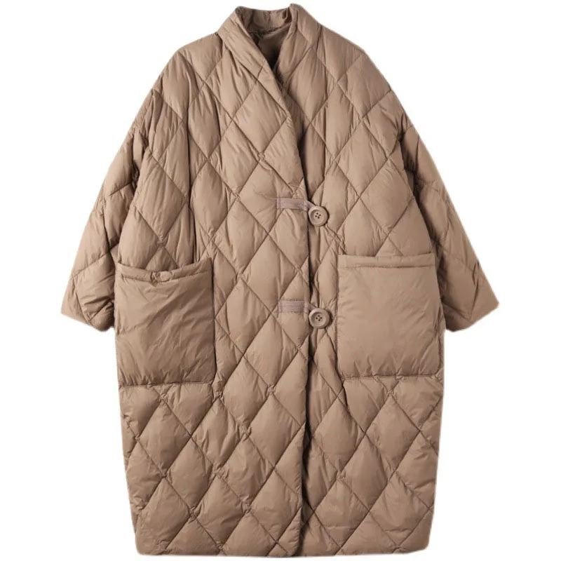 

Overcoat Winter Loose Diamond Fashion Women's Down Jacket 2023 New Solid Color High Quality Temperament Women Down Jacket NBH660