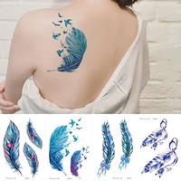 body painting art tattoo color dream feather series realistic temporary waterproof small flower arm tattoo sticker