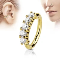 round zircon bendable copper gem hoop nose captive rings circular piercing hoopsnose rings with hanging jewel womens earrings
