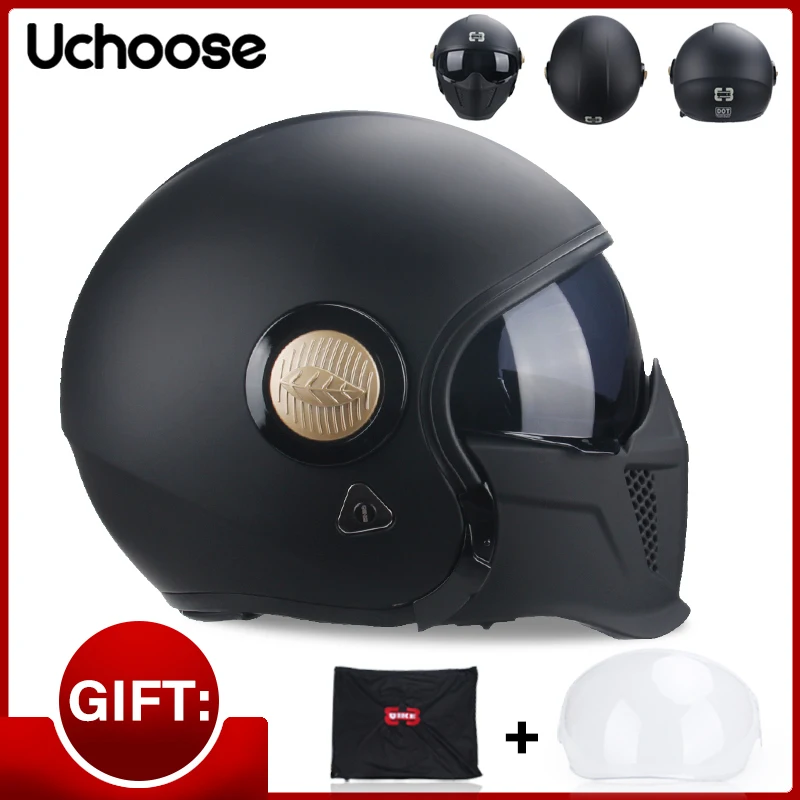 

Samurai Combination Helmet Motorcycle Full Helmet Detachable Half Helmet ABS Gift Lens