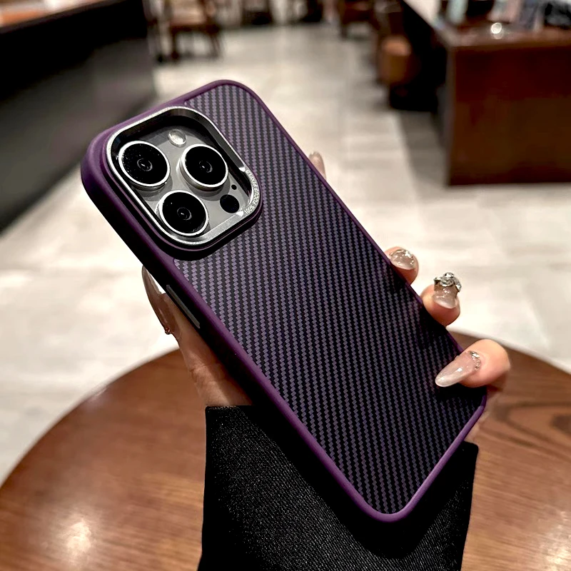 Luxury Mag Safe Carbon Fiber Case For iPhone 16 15 14 13 12 11 Pro Max Plus 16Pro 15Pro 14Pro Magsafe Wireless Charge Covers