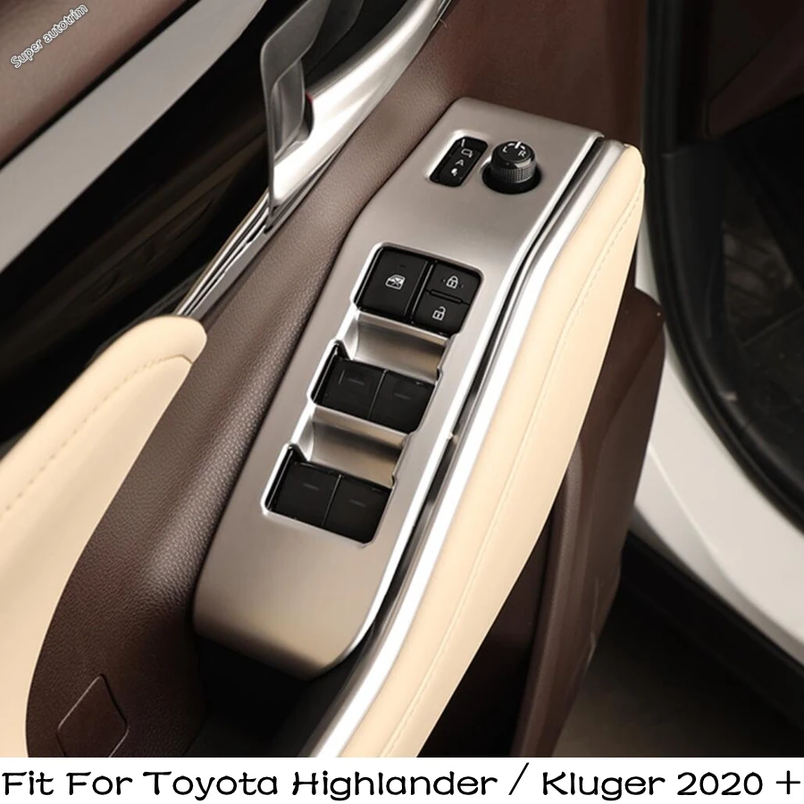 

Car Glass Window Lift Switch Cover Trim Inside Armrest Frame Fit For Toyota Highlander / Kluger 2020 - 2023 Interior Accessories