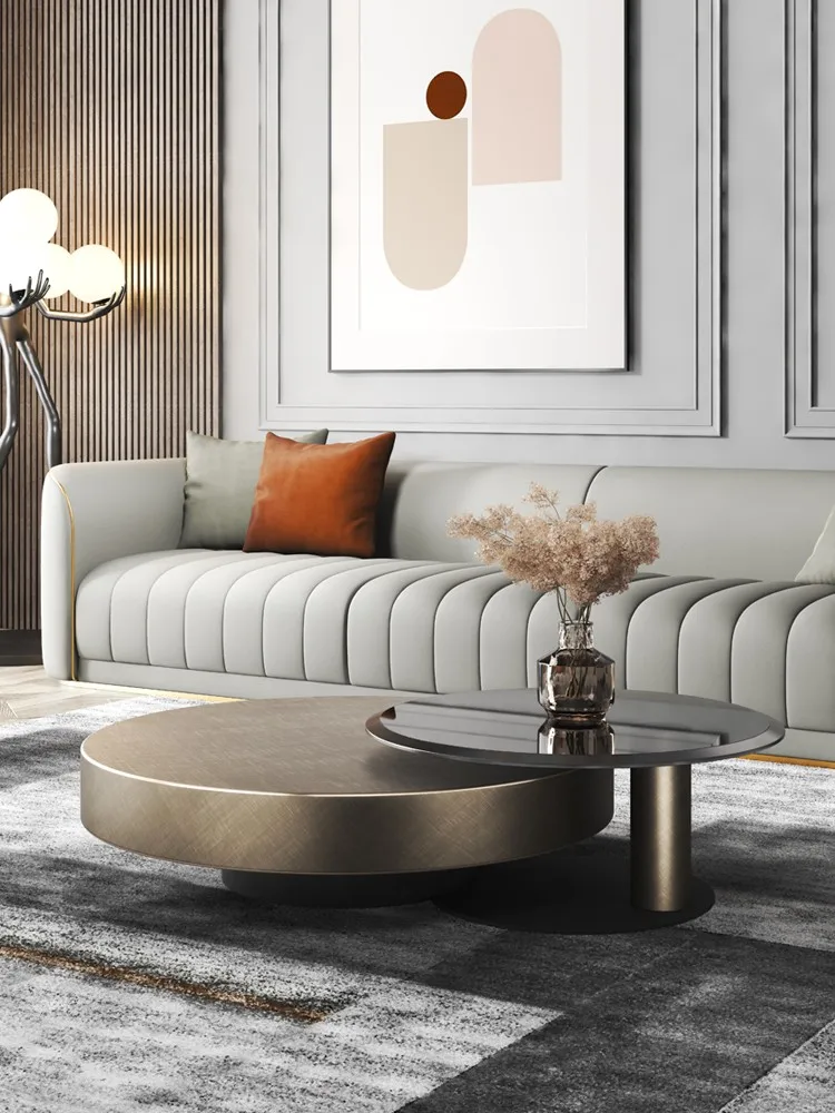 

Итальянский стиль, роскошный минималистичный круглый креативный журнальный столик из нержавеющей стали с закаленным стеклом для дома и гостиной
