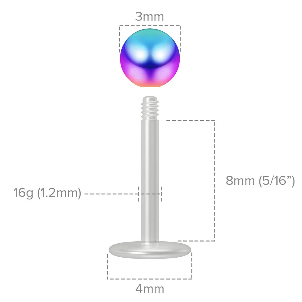 Фото 16g Bioflex Labret хирургический Bioplast Steel Plastic пирсинг Монро шпильки для губ 6 мм 8 мм 10 мм №4