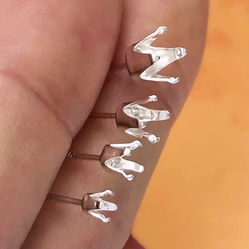 Серьги из стерлингового серебра 925 пробы 3/4/5/6 мм 4-зубчатые серьги-защелки оптовая