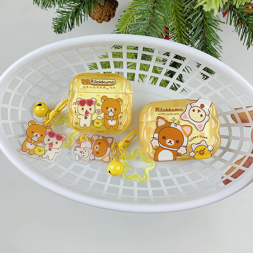 Фото Чехол для наушников Moe T-TeddyBear R-Rilakkuma для Airpods Pro 2 3, защитный чехол для беспроводной Bluetooth-гарнитуры Airpods 4 2 3 1 №1