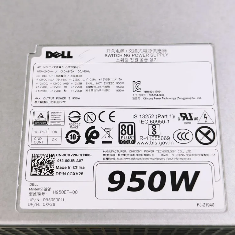 Для оригинального блока питания Dell T5820 T7820 950 Вт AC950EF-00 WGCH4 H950 рабочая станция