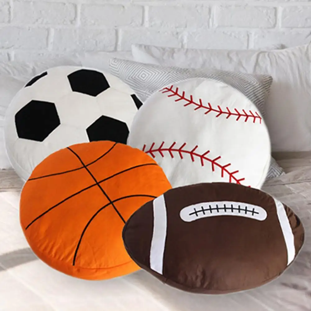 

Throw Pillow Soft Cute Soccer Baseball Shape Sofa Back Throw Pillows Rubby Soccer Shape Plush Toy Room Stuffed Pillow Cushion