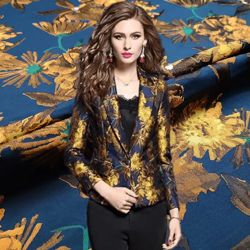 

European Three-dimensional Color Jacquard Brocade Fabric Suit Windbreaker Tang Suit Clothing Material for Sewing Per Meter