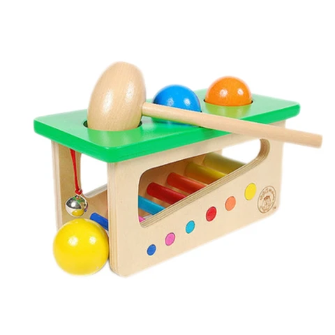 Детский детонационный шар, игрушка, деревянный молоток, вращающийся шар, колокольчик, Детская Музыкальная развивающая игрушка