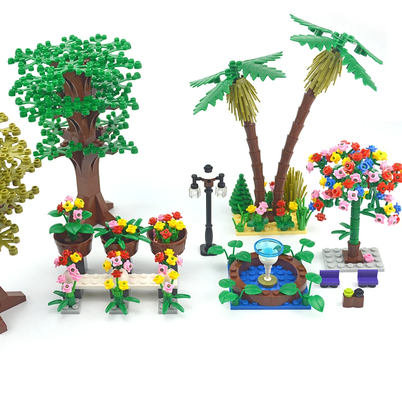 Tree Green Bush DIY Building Blocks Flower Grass Plants Garden Compatible City MOC Accessories Parts | Игрушки и хобби