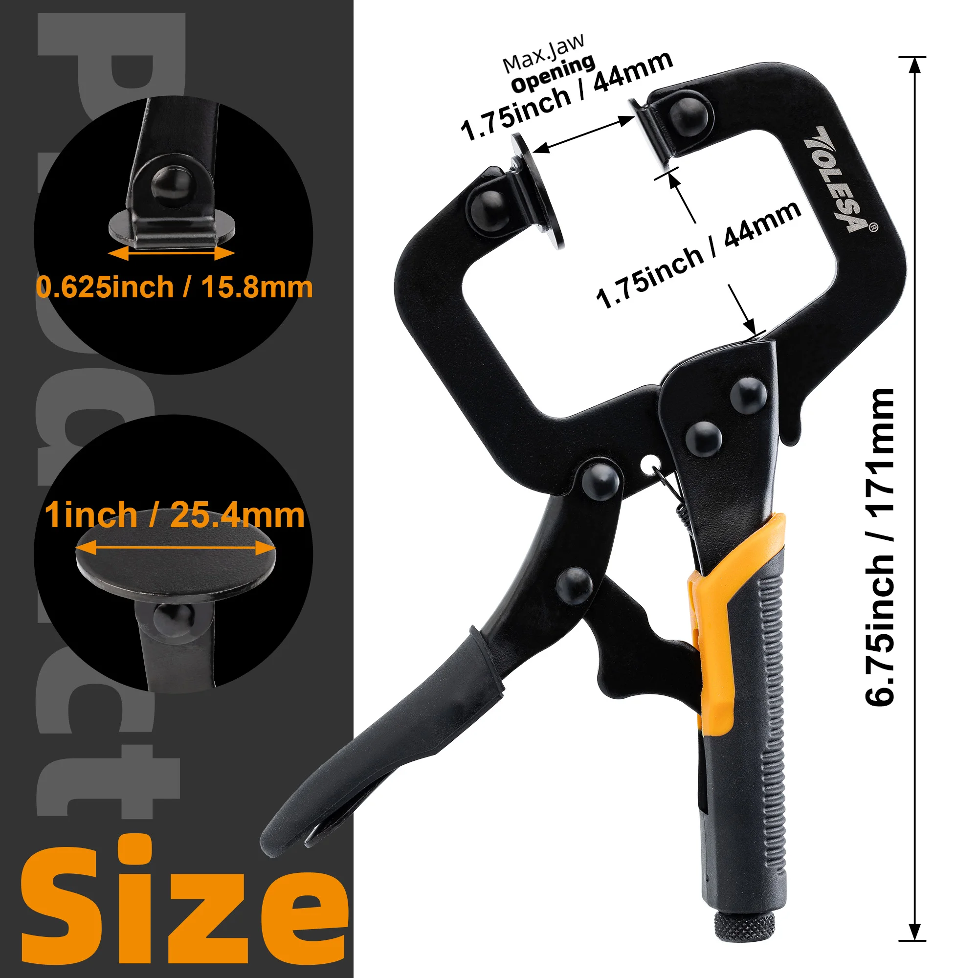 TOLESA 6-дюймовый торцевой зажим: сверхмощный металлический C-образный зажим для