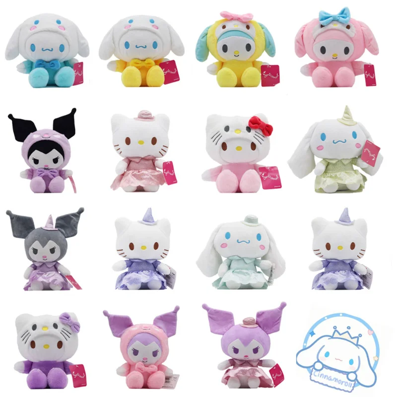 

Новинка 2023, кавайная кукла Sanrio Kuromi Cinnamoroll Hellokiti Pachacco, милая плюшевая игрушка, детский подарок на день рождения, рождественский подарок