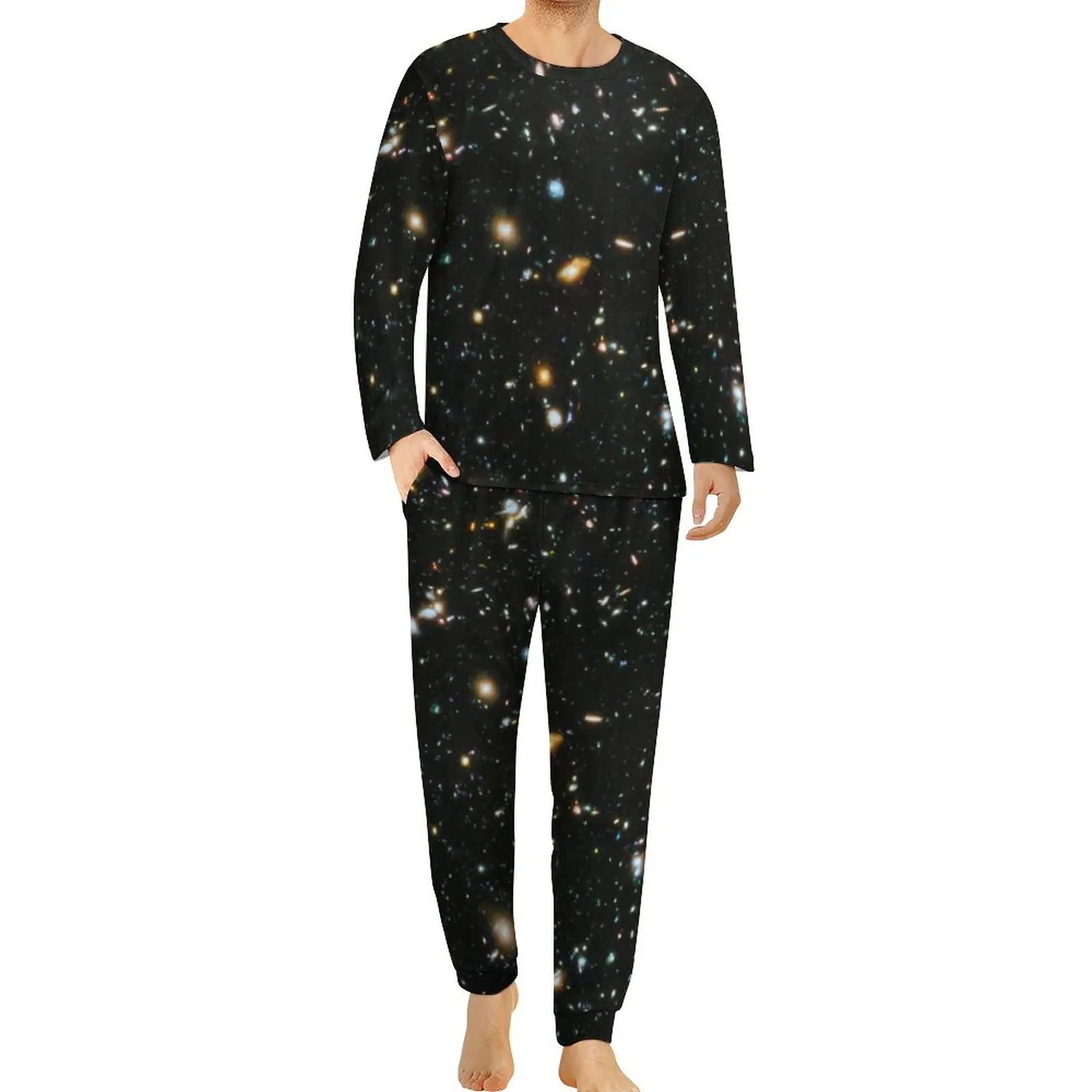 

Galaxy Star Pajamas Artistic Stars Space Black Man Long-Sleeve Lovely Pajama Sets 2 Piece Casual Spring Printed Nightwear Gift