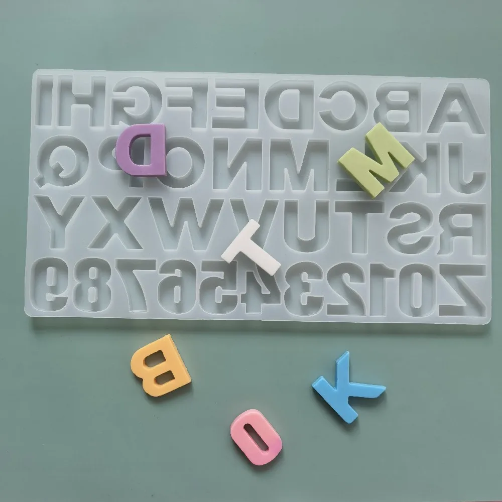 

1Pc Crystal Epoxy Resin Transparent Mold Large Alphabet/Small Alphabet Letter Number Casting Silicone Multipurpose Mould DIY