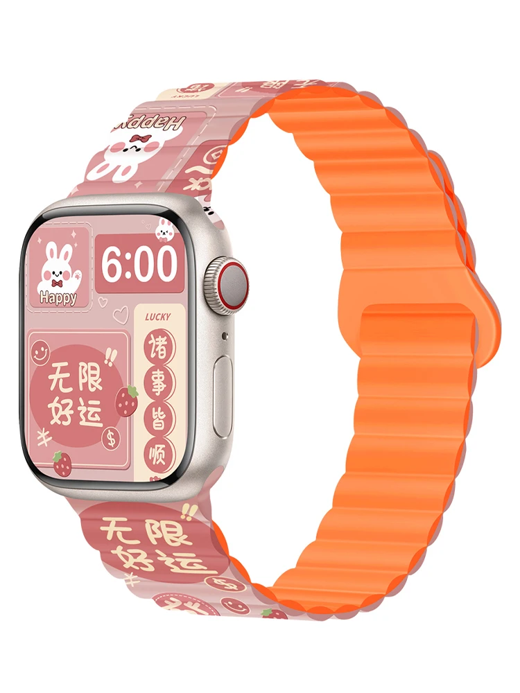 Ремешок для часов Apple ремешок 45 мм 44 40 49 41 42 магнитный силиконовый браслет correa iWatch