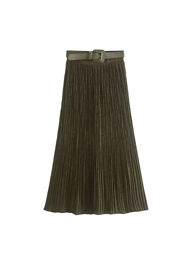 

Юбка-миди Женская плиссированная с поясом и высокой талией, 1165/051