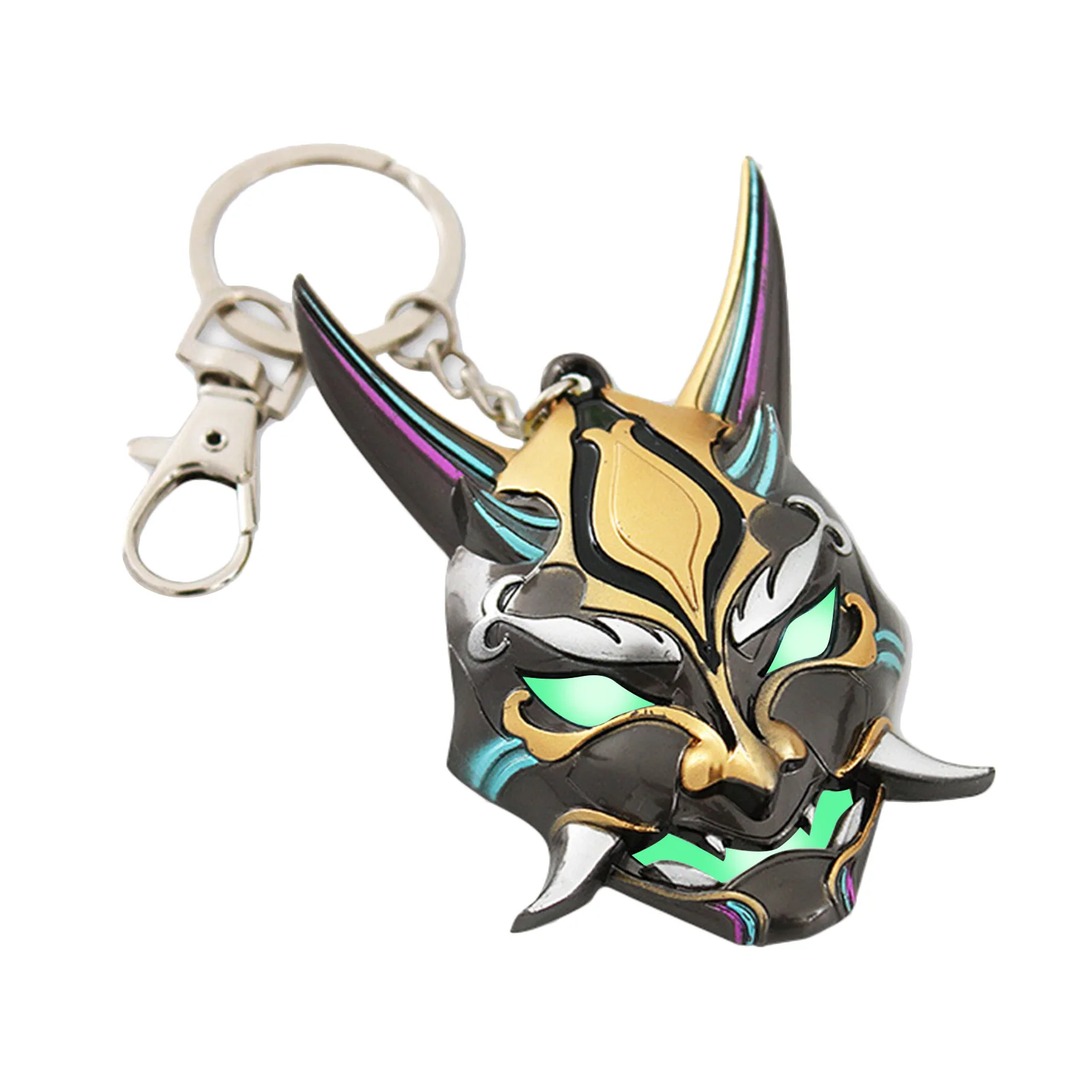 

Game Genshin Impact Cosplay Keyring Xiao Luminous Masque Keychain Toy Jewelry Gift Alloy Pendant Prop