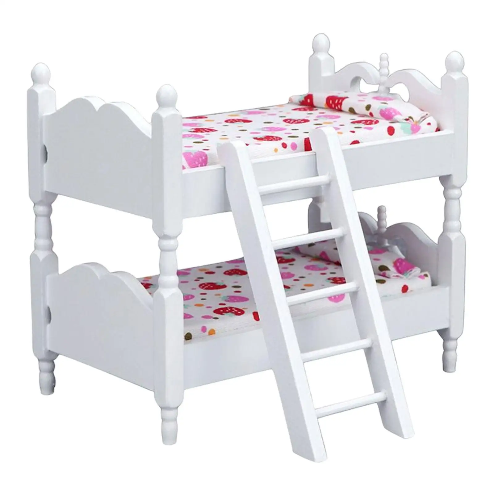 

Миниатюрная двухъярусная кровать, мебель для кукольного домика, масштаб 1/12, аксессуары для декора, креативные игрушки, спальня, клубника