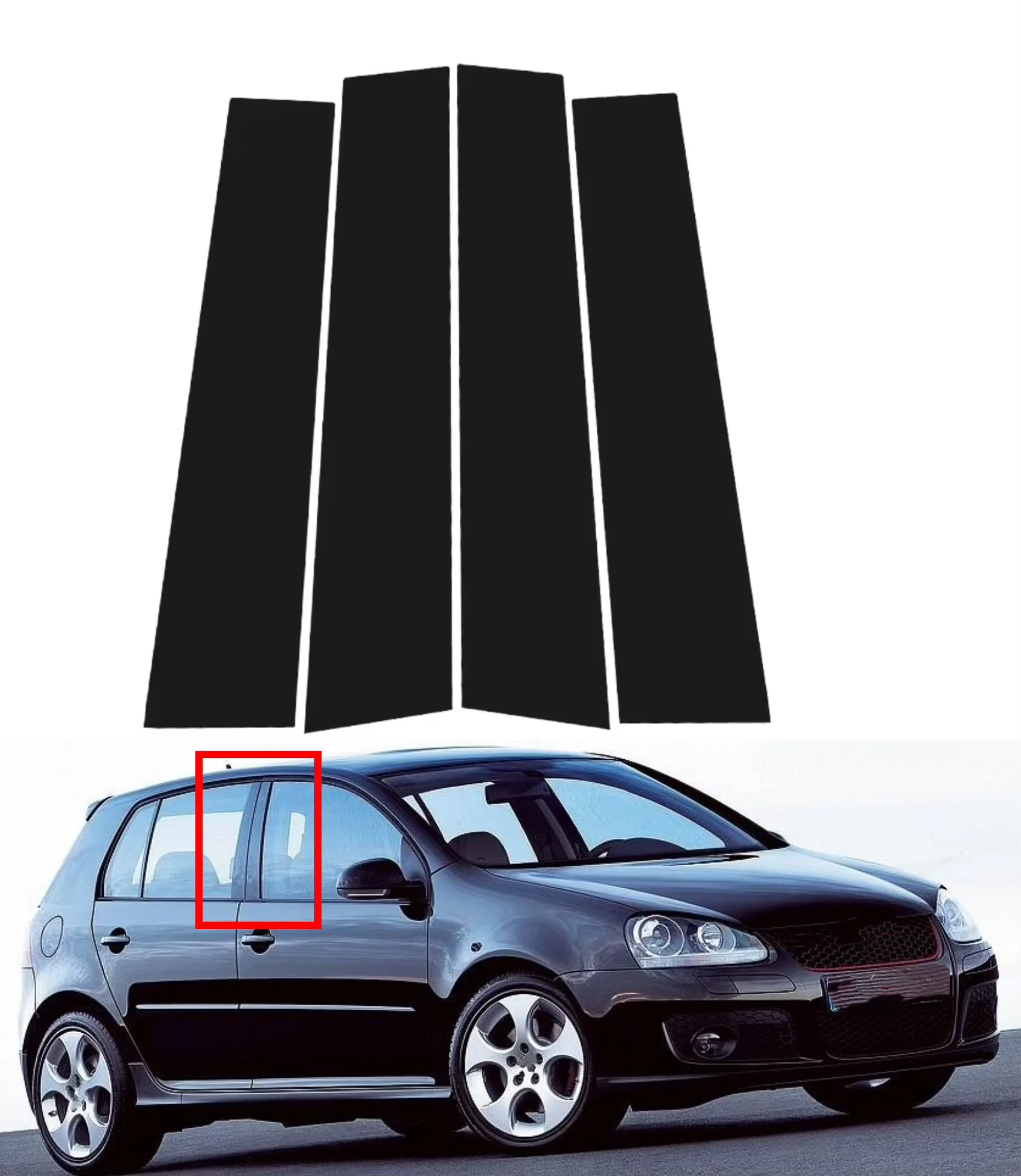 

4 шт., глянцевые черные стойки, подходят для Volkswagen Golf 5 V MK5 2003 2004-2009, накладка на дверное окно, молдинговая крышка, внешний хром