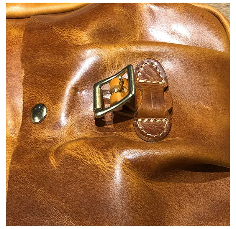 Luxury natural genuine leather men's messenger bag casual retro designer real cowhide outdoor handmade brown shoulder bag