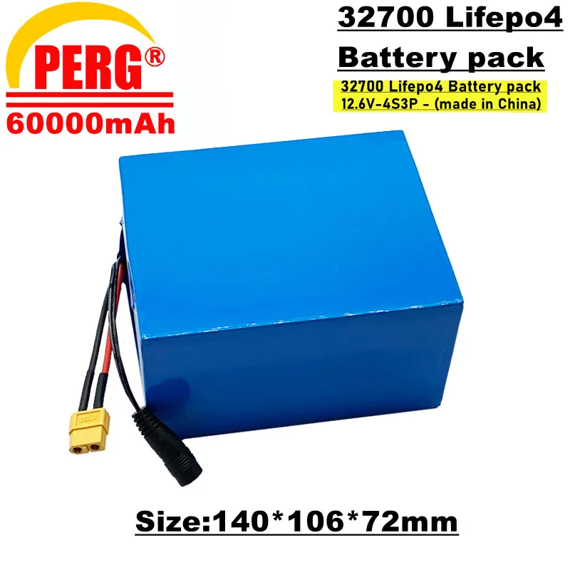 

LiFePO4 32700 cell pack, 4s3p, 12,6 v, 60ah, встроенный с BMS, подходит для электрических велосипедных ячеек, фотоэлементов, солнечных батарей и т. д.