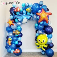 101pcs ocean world theme under the sea animal dark blue balloons garland kit birthday party decorations kids baby shower party