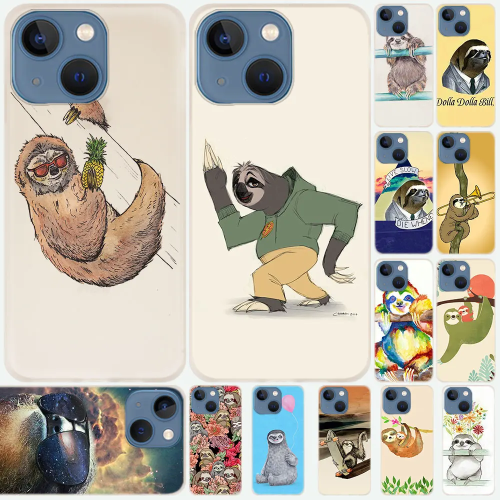 

Silicone Soft Coque Shell Case For Apple iPhone 14 13 12 11 Pro X XS Max XR Plus Mini SE 2020 Cover retro social Sloths