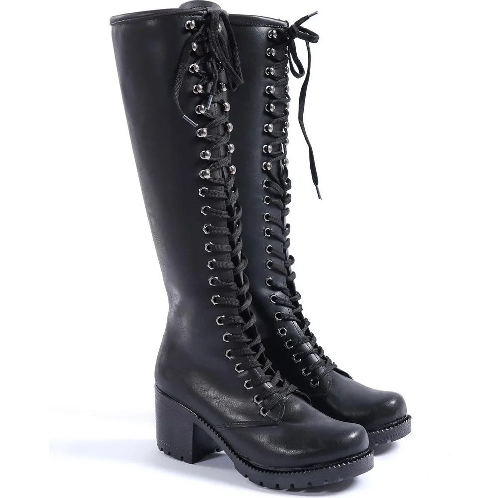 

Dorlie Bayan Merlin Laced Up Zipper Skin Boots