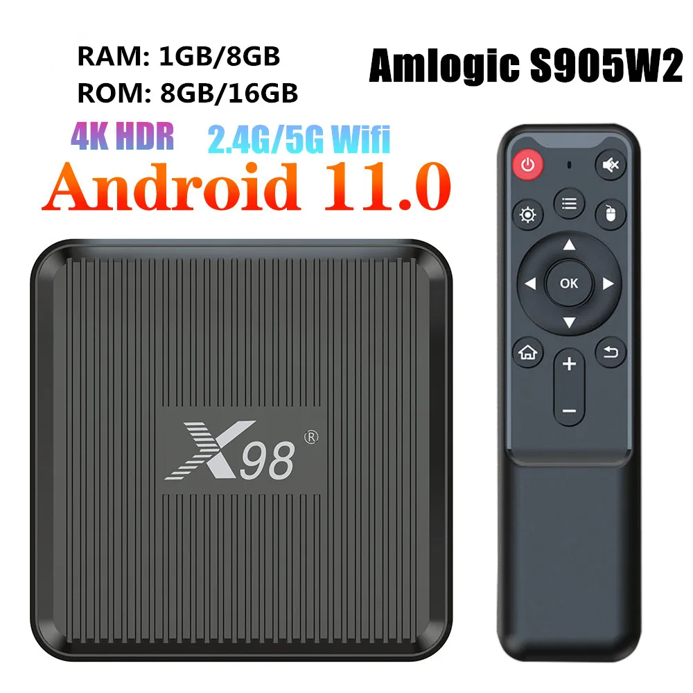 X98q Tv-box Android 11 Amlogic S905w2 2 Гб Озу 16 Гб/1 8 Hdmi 2.1 4k Hdr Умный Медиаплеер Wi-fi Двухдиапазонный